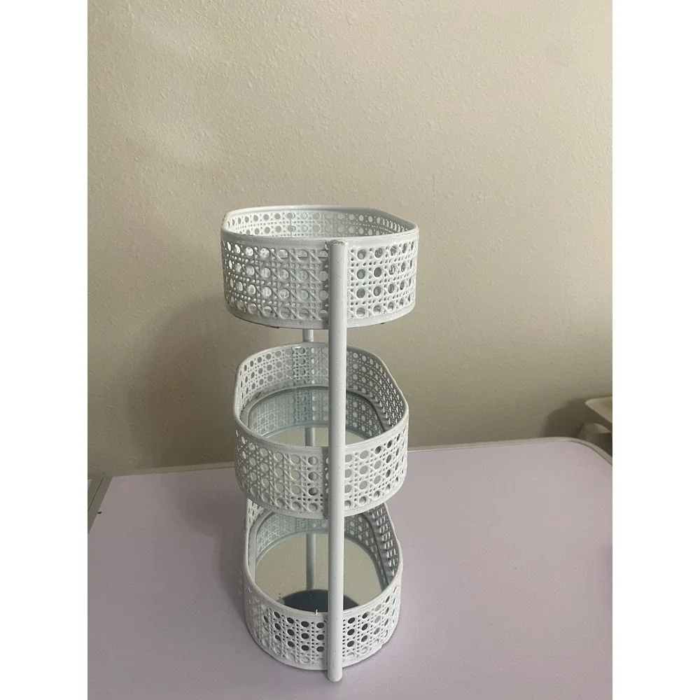 Willow & Riley 3 Tier‎ Metal Organizer Tray White Farmhouse Storage